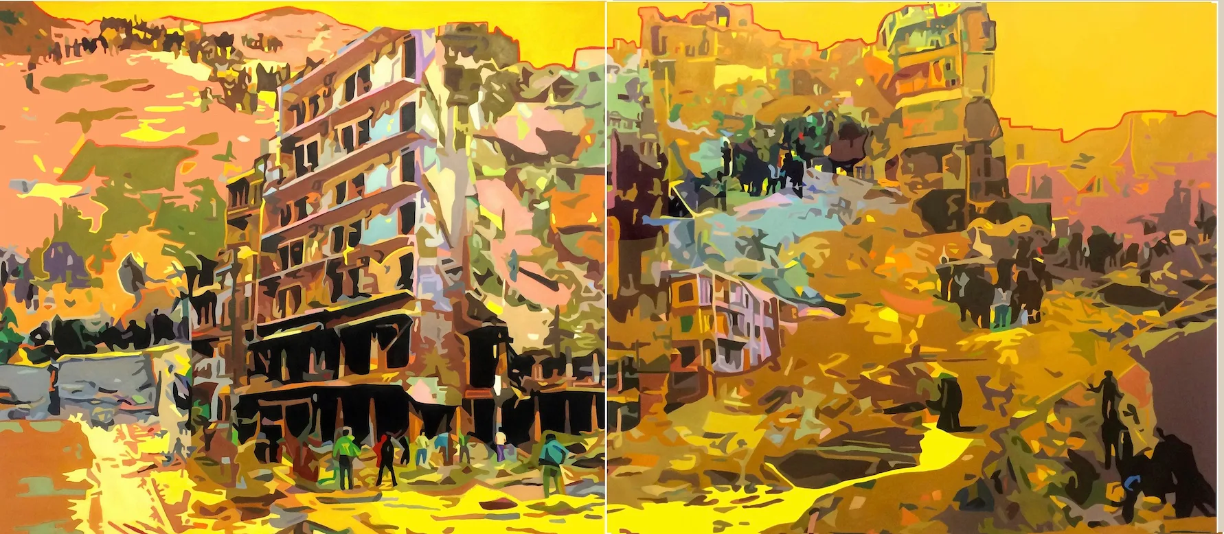 chaos and destruction 66 x148 2 panels oil slkyd canvas 2017