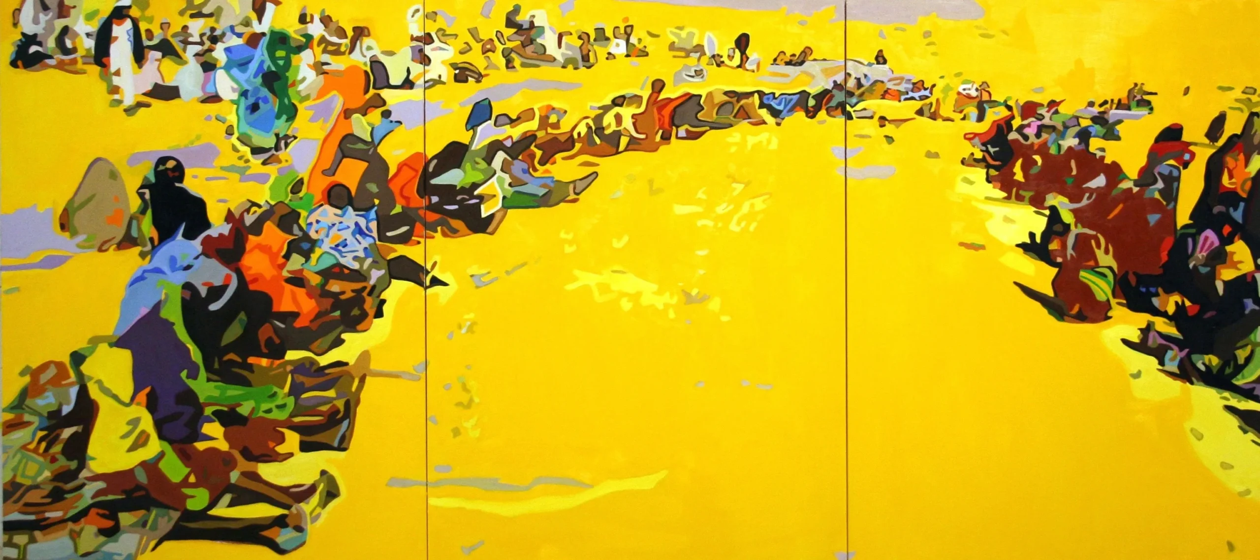 darfur sudan.40x80 3panels oil alkyd wood 2013