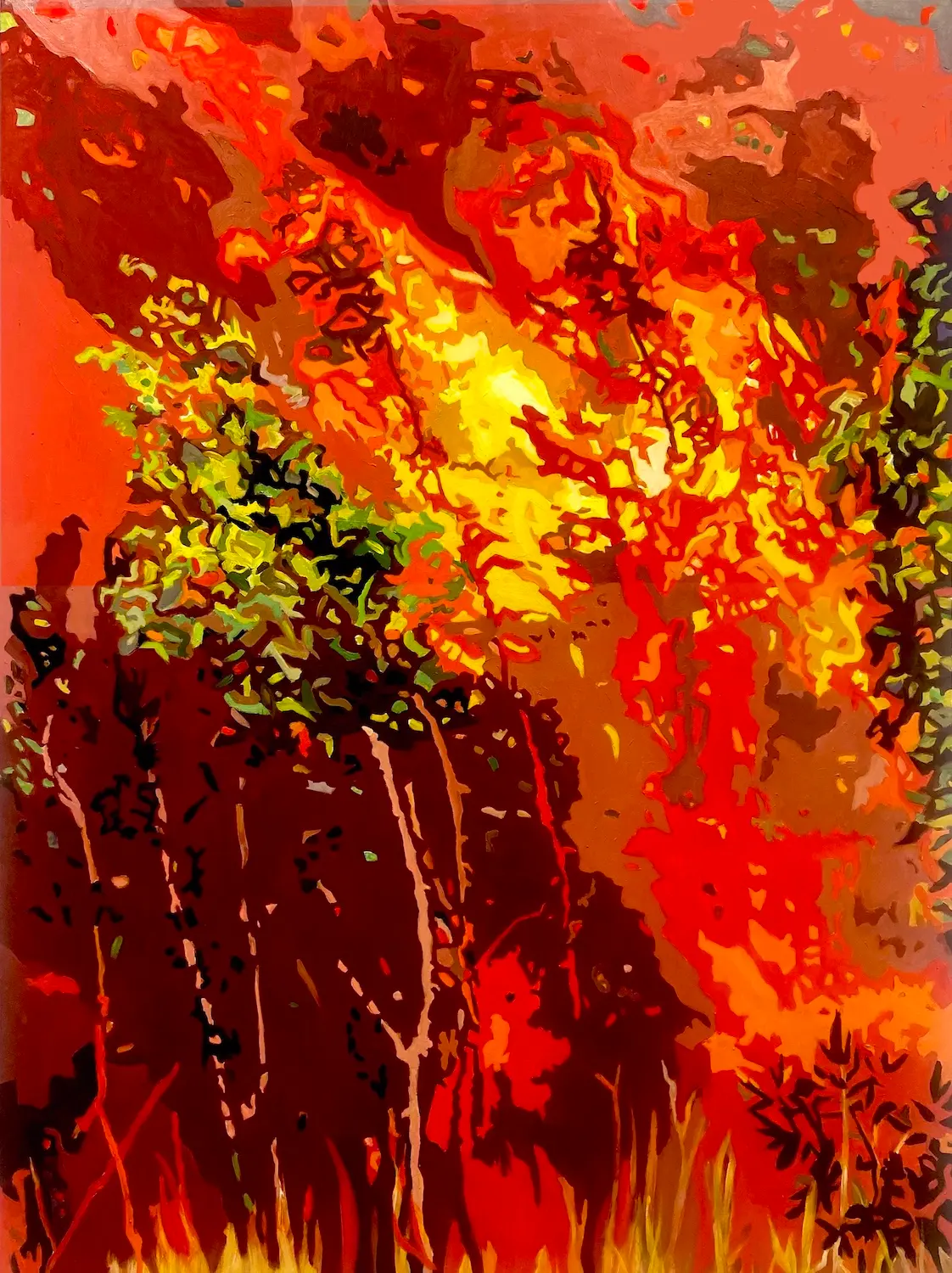 hot red light 48x36 oil alkyd wood2024