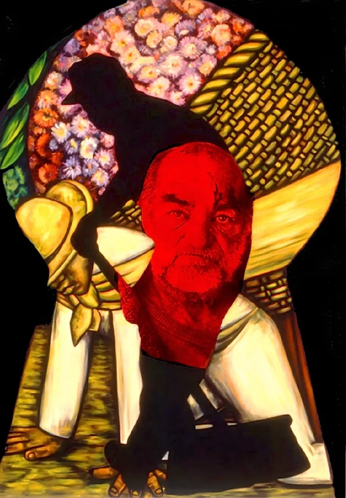 Keyhole Series - FLOWER VENDOR - Diego keyhole series flower vendor deigo oil and photo on canvas 85x60in 1997