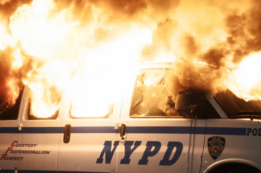 Police Van on Fire may 2020 police van on fire