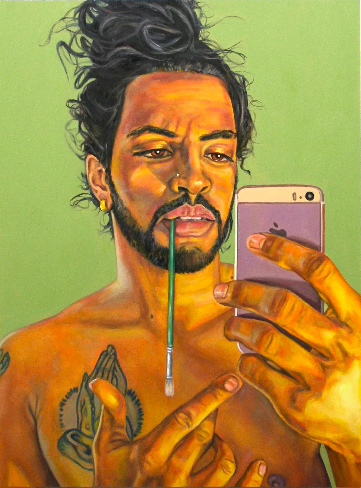 portrait of the artist as a young man 48x36 oil alkyd wood 2016