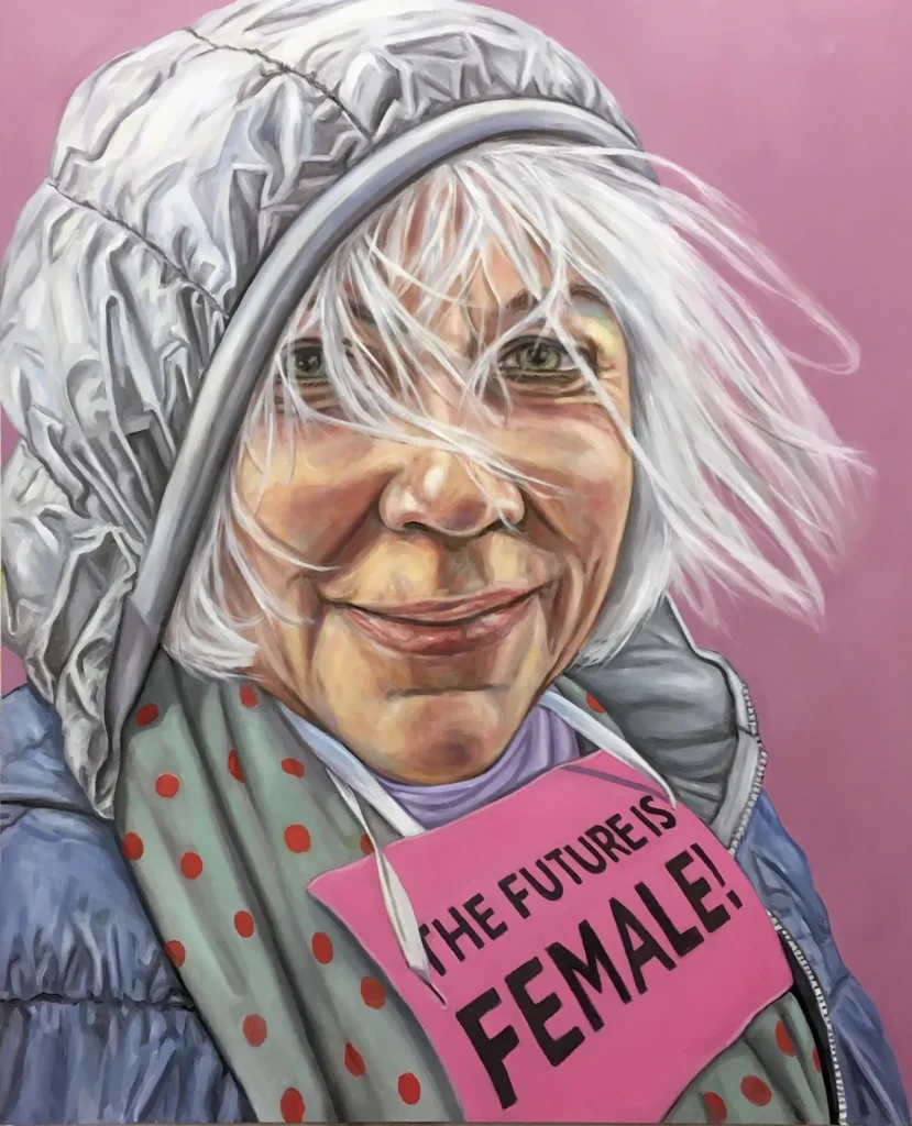 Robin The Future is Female robin the future is female 60x48 2018 oil alkyd wood